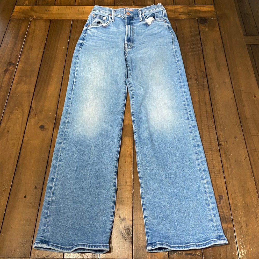 Mother The Rambler Zip Flood Jeans Out Of The Blue Wide Straight Leg Size 26